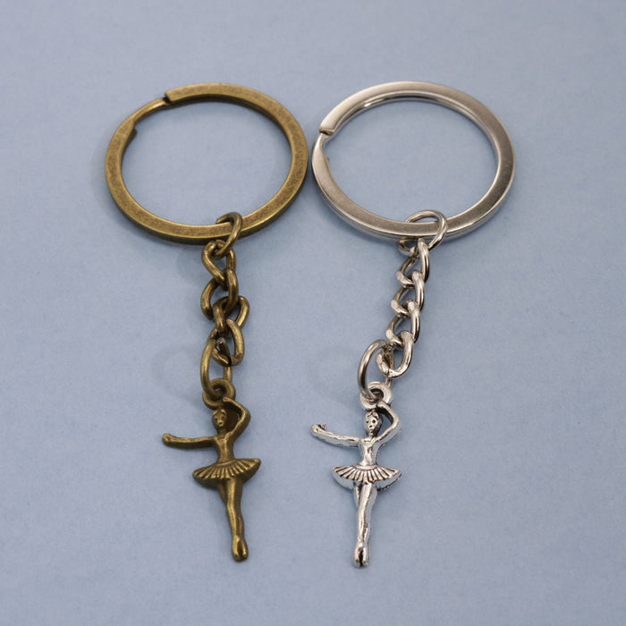 Metal Ballet Dancer Keychain Minimalist Bag Charm Gift