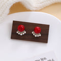 Vintage Luxury Jellyfish Shape Faux Pearl Rhinestone Alloy Silver Needle French Stud Earrings view 3