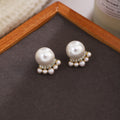 Vintage Luxury Jellyfish Shape Faux Pearl Rhinestone Alloy Silver Needle French Stud Earrings view 4