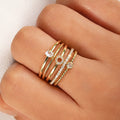 Bohemian Geometric Round Ring Five Piece Set Minimalist Stackable Fashion Finger Jewelry view 2