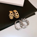 Real Gold Plated Zircon Interlocking Hoop Earrings For Women Light Luxury Geometric Metal Ear Cuffs view 2