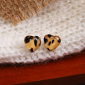 Cute Acrylic Heart Studs With Random Animal Print Silver Needle Sweet Winter Fashion Earrings view 3