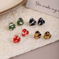 Cute Acrylic Heart Studs With Random Animal Print Silver Needle Sweet Winter Fashion Earrings view 1