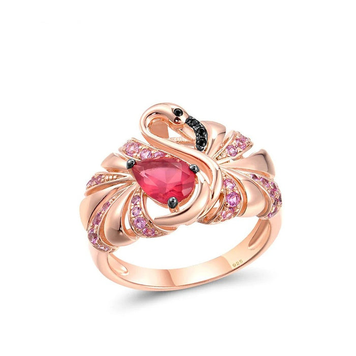 Flamingo Design Statement Ring For Women, Fashion Animal Theme Vacation Jewelry
