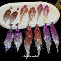 Chic Copper Geometric Rhinestone Tassel Drop Earrings With Silver Pins view 3