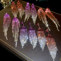 Chic Copper Geometric Rhinestone Tassel Drop Earrings With Silver Pins view 1