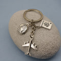 Metal Airplane Passport Globe Keychain Travel Bag Charm view 2