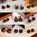 Silver Pin Heart Leopard Stud Earrings Autumn Winter Retro Minimal Statement Earrings For Women view 1