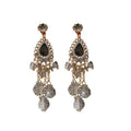 Chic Glass Teardrop Tassel Drop Earrings With Rhinestone Geometric Bohemian Vintage Design view 5