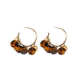 Copper Maillard Leopard Print Hoop Earrings With Silver Pins, Retro Light Luxury Round Ear Jewelry view 5