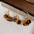 Copper Maillard Leopard Print Hoop Earrings With Silver Pins, Retro Light Luxury Round Ear Jewelry view 4