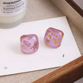 Luxury Vintage Square Acrylic Studs, Random Gold Letter Print Acrylic Fashion Earrings view 3