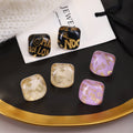 Luxury Vintage Square Acrylic Studs, Random Gold Letter Print Acrylic Fashion Earrings view 1