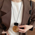 Resin Geometric Pendant Sweater Necklace With Leather Cord For Women Fashion Statement Jewelry view 4