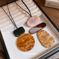 Resin Geometric Pendant Sweater Necklace With Leather Cord For Women Fashion Statement Jewelry view 2
