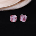 Cute Colorful Square Sugar Acrylic Stud Earrings For Women Light Luxury Random Print Sweet Earrings view 3