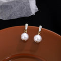 Elegant Korean Zircon Crystal Bar Studs With Faux Pearl Drop Pendant Luxury Women's Earrings view 3