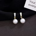 Elegant Korean Zircon Crystal Bar Studs With Faux Pearl Drop Pendant Luxury Women's Earrings view 2