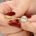 Metal Plated Oval Geometric Couple Rings For Women, Luxury Fashion Wedding Engagement Jewelry view 1