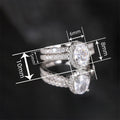 Metal Plated Oval Geometric Couple Rings For Women, Luxury Fashion Wedding Engagement Jewelry view 4