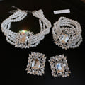 French Light Luxury Alloy Zircon Pearl Multilayer Necklace Earrings Bracelet Jewelry Set view 3