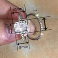 New Luxury Four Prong Inlaid Couple Rings, Geometric Design Women Engagement Jewelry view 4