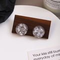 Vintage Luxury Pink Blue Gray Crackle Acrylic Round Cabochon Studs For Women Ethnic Autumn Winter Earrings view 2