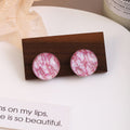 Vintage Luxury Pink Blue Gray Crackle Acrylic Round Cabochon Studs For Women Ethnic Autumn Winter Earrings view 3