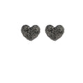 Luxury Korean Silver Needle Grey Rhinestone Heart Round Studs Elegant Sparkle Fashion Earrings view 5
