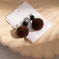 Vintage French Velvet Red Rose Bud Black Pearl Elegant Luxury Winter Drop Earrings view 4