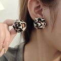 Vintage Leopard Print Acrylic Rose Flower Studs For Women Elegant Maillard Luxury Statement Earrings view 2