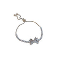 French Light Luxury Copper Zircon Bow Bangle Sparkling Minimalist Fashion Bracelet view 5