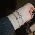 French Light Luxury Copper Zircon Bow Bangle Sparkling Minimalist Fashion Bracelet view 4
