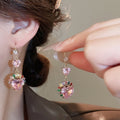 Light Luxury Copper Zircon Heart Pendant Necklace Earrings Jewelry Set view 2