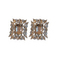 Light Luxury Faux Pearl Rhinestone Square Leaf Necklace Earrings Jewelry Set view 5