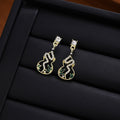 Elegant Luxury Chinese Style Rhinestone Enamel Bamboo Leaf Hollow Pipa Lute Alloy Drop Earrings view 3