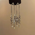 Gold Plated Metal Wheat Leaf Tassel Drop Earrings With Silver Posts, Light Luxury Style view 4