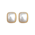 Alloy Square Heart Pearl Stud Earrings For Women French Minimalist Light Luxury Jewelry view 5