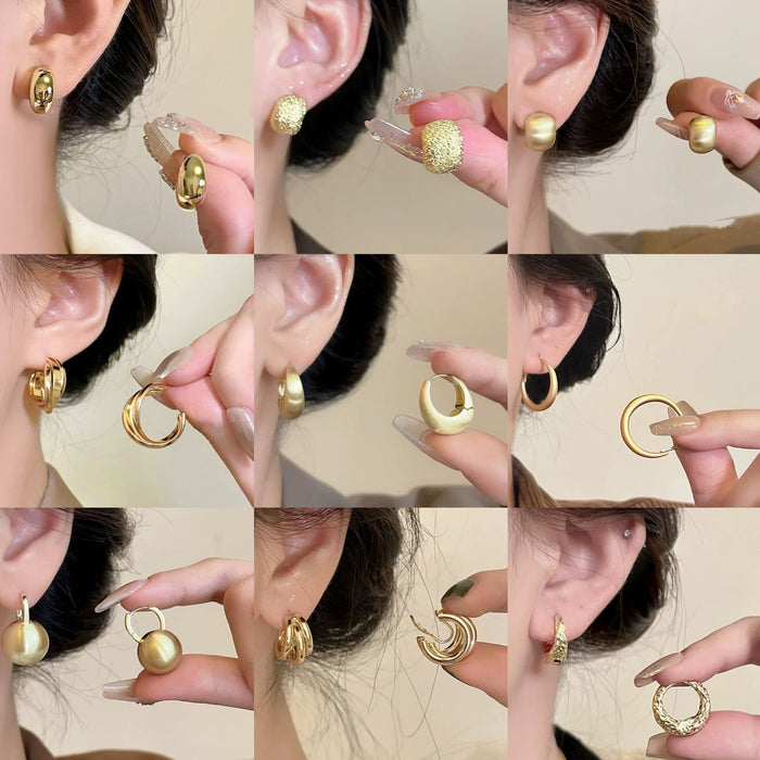 Light Luxury Iron Multi Layer C Hoop Stud Earrings For Women Minimalist Geometric Ring Design