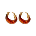 Vintage Gold Plated U Shaped Resin Ear Cuff Earrings With Round Maillard Accent For Women view 5