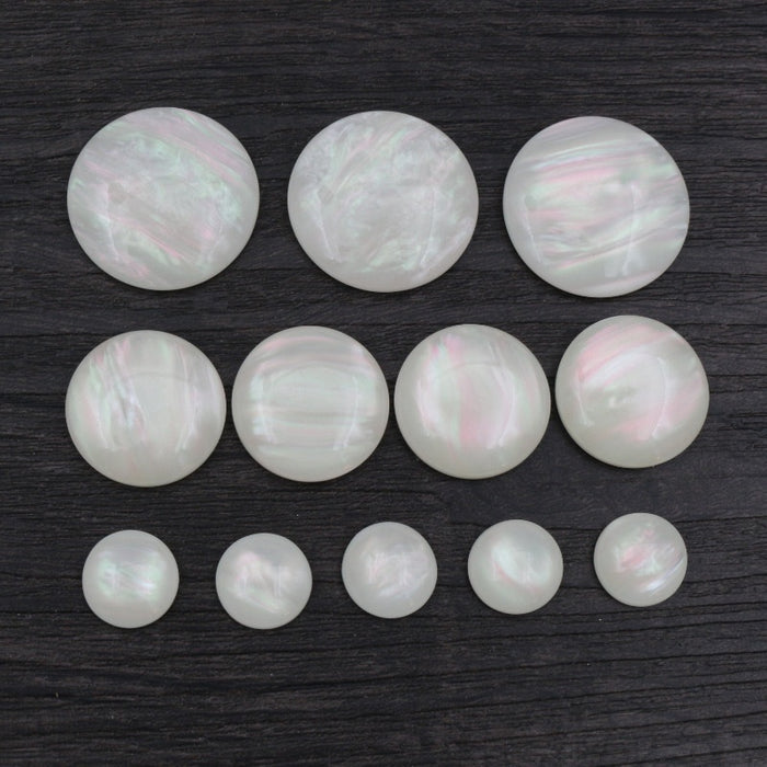 8/10/12/20/25mm Faux Shell Resin Round Cabochon Patches For Necklace DIY Jewelry Accessories
