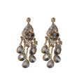 Light Luxury Teardrop Glass Bead Tassel Drop Earrings With Zircon Silver Needle Vintage Style view 5