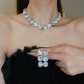 Alloy Rhinestone Round Flower Necklace And Stud Earrings Jewelry Set Light Luxury Elegant Style view 3