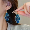 Chic Metal Enamel Waterdrop Tassel Drop Earrings for Women Light Luxury Statement Jewelry view 3