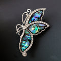 Black Silver Tone Butterfly Shell Metal Brooch Pin view 4