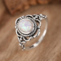 Vintage Faux Opal Flower Ring For Women, Versatile Fashion Personality Finger Jewelry view 2