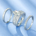 Marquise Geometric Zircon Ring Set For Women, 3 Piece Light Luxury Engagement Wedding Rings view 2