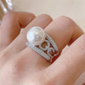 Elegant Faux Pearl Ring For Women, Princess Style Single Finger Jewelry With Luxury Look view 3