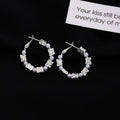 Elegant Korean Irregular Square Alloy Bead Faux Pearl Hoop Studs Light Luxury Minimalist Circle Earrings view 3