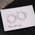 Elegant Korean Irregular Square Alloy Bead Faux Pearl Hoop Studs Light Luxury Minimalist Circle Earrings view 4